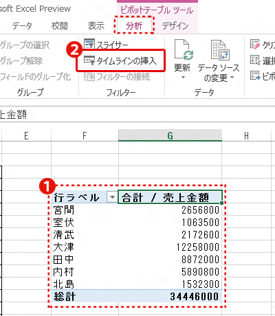 タイムラインの挿入