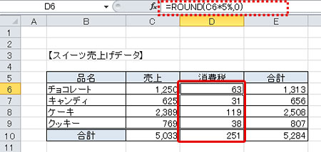 小数点 四捨五入 エクセル 以下