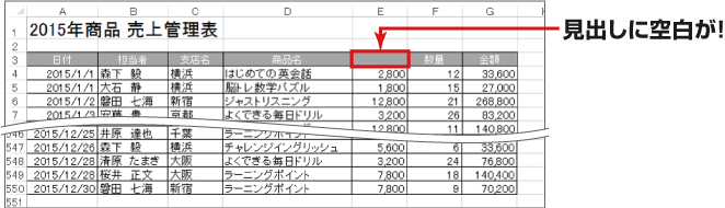 見出しが空白