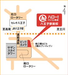ハロー！パソコン教室八王子駅前校の地図